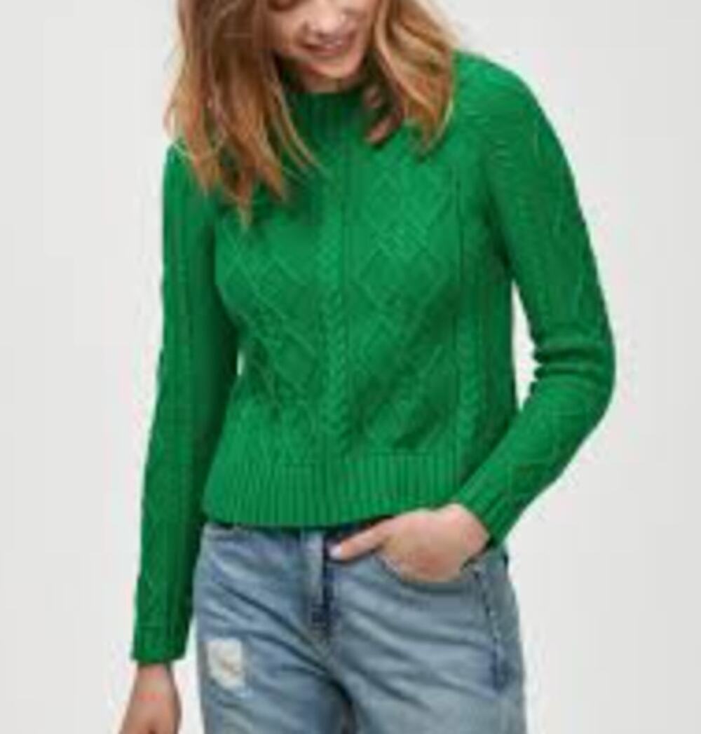 GAP Cotton Cable Knit Sweater Large TALL Kelly Green